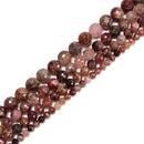 Natural Strawberry Quartz Faceted Round Beads 5.5-6mm 8mm 10mm 12mm 15.5" Strand