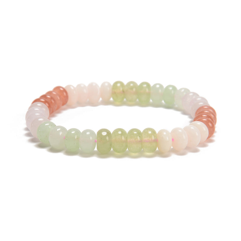 06-Multi-color Dyed Jade Smooth Rondelle Beaded Bracelet Size 5x8mm 7.5'' Length
