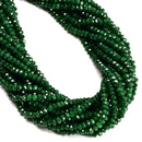 Emerald Green Color Dyed Jade Hard Cut Faceted Rondelle Beads 3x5mm 15.5" Strand