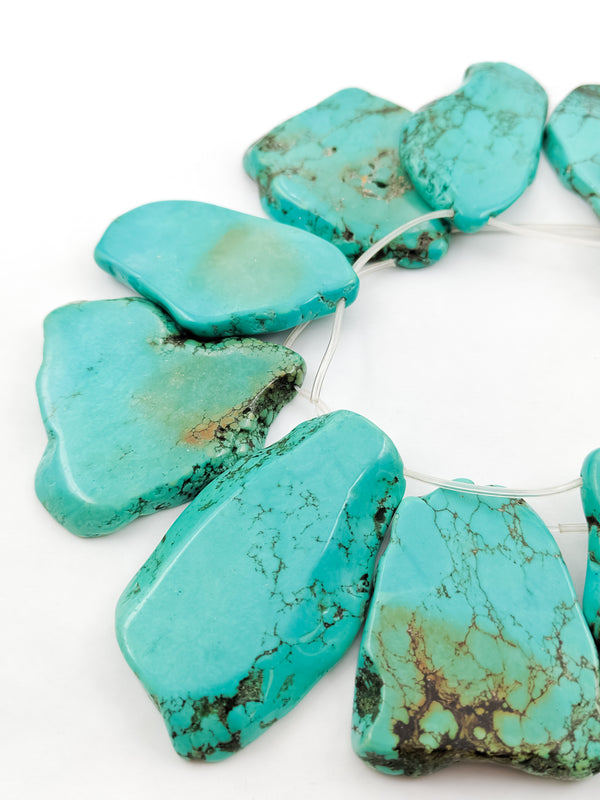 Blue Green Turquoise Irregular Slab Slice Shape Beads Size 40x60mm 15.5" Strand
