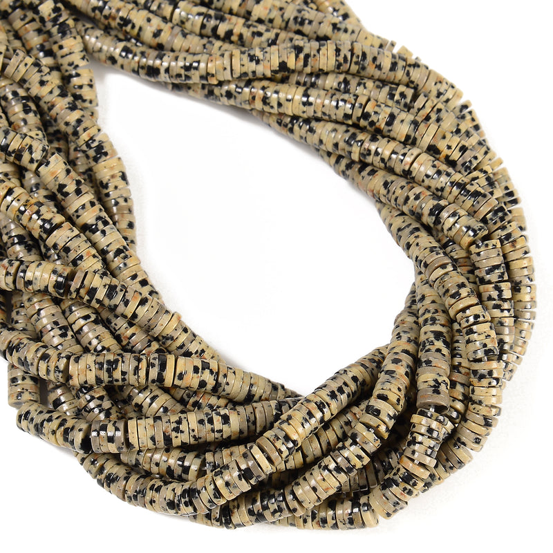 Natural Dalmatian Jasper Heishi Disc Beads Size 1.5x4mm 1.5x6mm 15" Strand