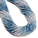 Natural Gradient Aquamarine Faceted Round Beads Size 2mm 3mm 15.5" Strand