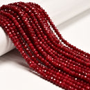 Red Ruby Color Dyed Jade Hard Cut Faceted Rondelle Beads Size 3x5mm 15.5" Strand