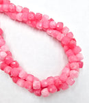 Rhodochrosite Color Dyed Jade Faceted Cube Beads Size 7mm 15.5'' Strand