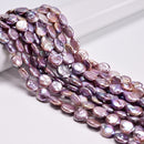 Natural Dark Purple Fresh Water Pearl Coin Shape Beads Size 11-12mm 15.5" Strand