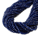 Sapphire Blue Color Dyed Jade Hard Faceted Round Beads Size 4mm 15.5'' Strand