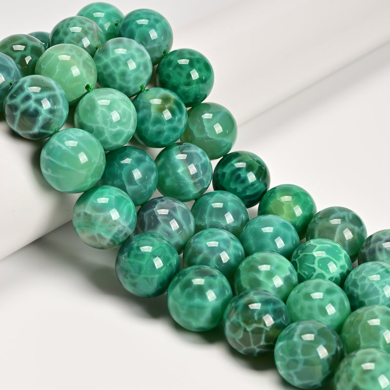 Green Fire Agate Smooth Round Beads Size 18mm 20mm 15.5'' Strand