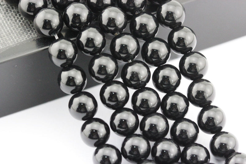 Black Onyx Smooth Round Beads 4mm 6mm 8mm 10mm 12mm 14-20mm 15.5" Strand