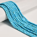 Blue Magnesite Turquoise Faceted Cube Beads Size 4mm 15'' Strand
