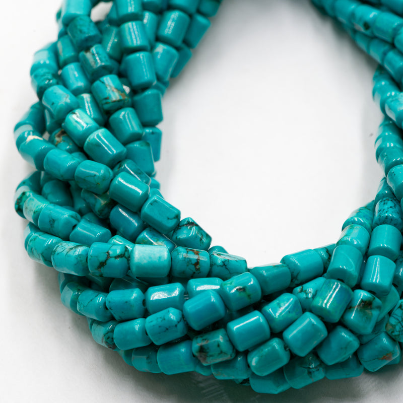 Blue Green Turquoise Cylinder Tube Beads Size 5x6mm 15.5" Strand