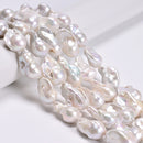 White Fresh Water Pearl Baroque Flame Ball Beads 13-18x20-28mm 15.5'' Strand