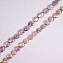 Natural Purple Fresh Water Pearl Coin Shape Beads 10-10.5mm 10-11mm 15" Strand