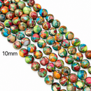 Multi Color Sea Sediment Jasper Smooth Round Beads Size 8mm 10mm 15.5'' Strand