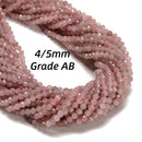 Natural Madagascar Rose Quartz Faceted Round Beads Size 3mm 4mm 5mm 15.5'' Strand