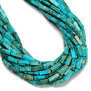 Light Blue Sea Sediment Jasper Rectangle Tube Beads 4x13mm 15.5" Strand