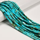 Light Blue Sea Sediment Jasper Rectangle Tube Beads 4x13mm 15.5" Strand