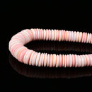 Pink Queen Conch Shell Graduated Rondelle Beads Size 4x6mm-4x15mm 15.5" Strand