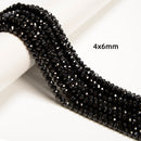 Natural Black Spinel Faceted Rondelle Beads 1x2mm 2x3mm 3x4mm 4x6mm 15.5" Strand