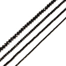 Natural Black Spinel Faceted Rondelle Beads 1x2mm 2x3mm 3x4mm 4x6mm 15.5" Strand