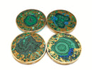 Natural Malachite & Lapis Lazuli Coasters Round Charging Plate 3" Inch