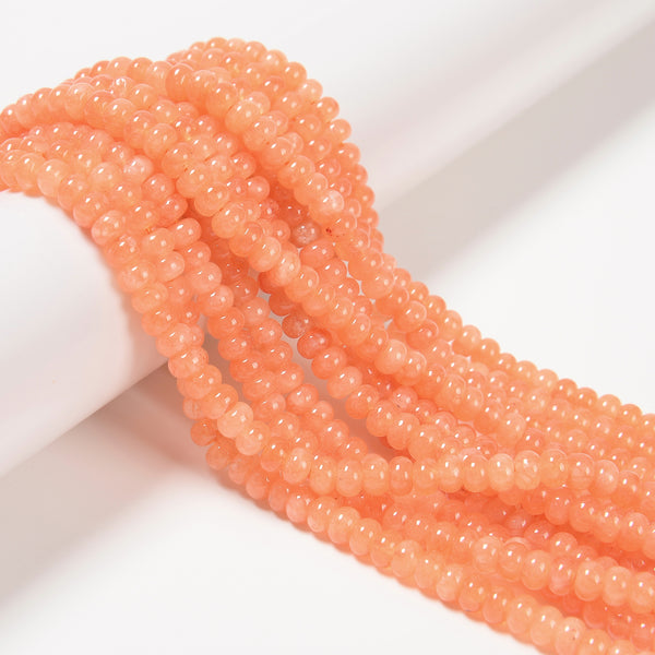 Orange Color Dyed Jade Smooth Rondelle Beads Size 4x6mm 15.5'' Strand