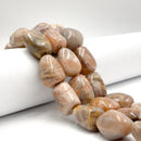 Natural Peach Moonstone Smooth Nugget Chunks Approx.15-18x25-28mm 15.5" Strand