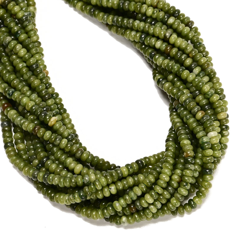 Natural Green Jade Smooth Rondelle Beads Size 2x4mm 15.5'' Strand