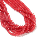 Red Dyed Jade Faceted Rondelle Beads Size 4x6mm 15.5'' Strand