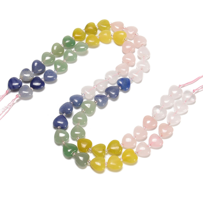 Gradient Multi-color Gemstone Smooth Heart Shape Beads Size 12mm 15.5'' Strand