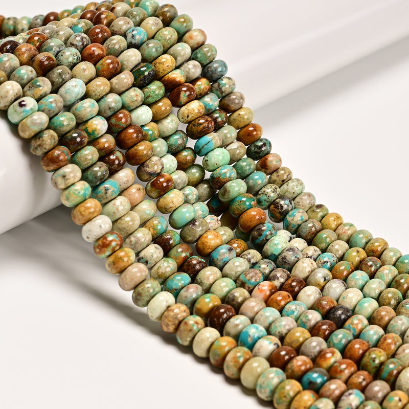 Natural Multi Color Turquoise Smooth Rondelle Beads Size 4x6mm 5x8mm 15.5"Strand