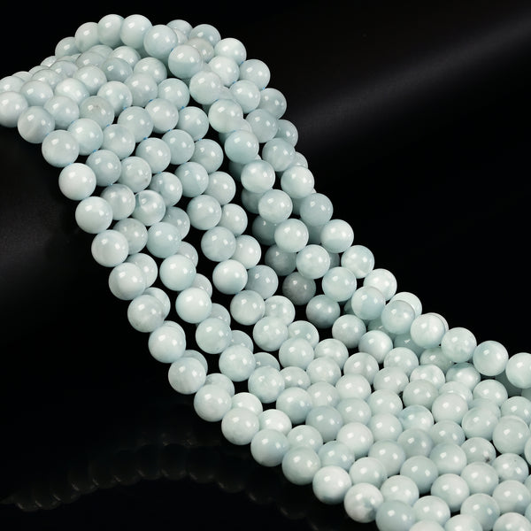 Natural Light Blue Moonstone Smooth Round Beads Size 6mm 8mm 10mm 15.5" Strand