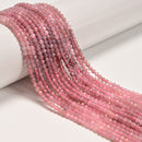 Gradient Natural Madagascar Rose Quartz Faceted Round Beads 3mm 4mm 15.5'' Strd