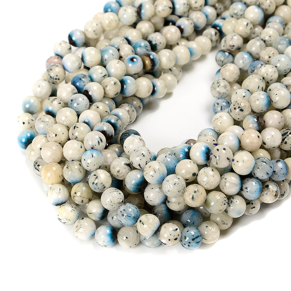 Natural Blue Ice (Nakaurite) Smooth Round Beads Size 6mm 8mm 10mm 15.5'' Strand