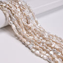 Natural White Fresh Water Pearl Flat Nugget Beads Size 7-8mm 15.5" Strand