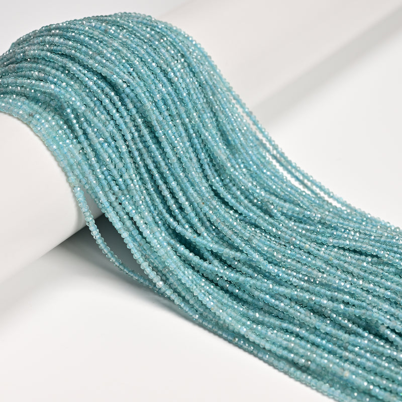 Natural Light Blue Apatite Faceted Rondelle Beads Size 1.5x2mm 15.5'' Strand