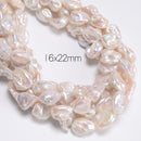 Natural White Fresh Water Pearl Flat Nugget Beads Size 15x20mm 16x22mm 15.5" Std