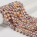 Natural Multi Color Baroque Pearl Off Round Beads Size 9-11mm 11-13mm 15.5''Strd