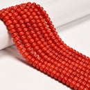 Dark Orange Coral Color Dyed Jade Smooth Rondelle Beads Size 5x8mm 15" Strand