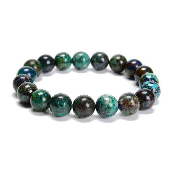 Azurite Malachite Chrysocolla Round Beaded Bracelet 10mm 7.5'' Length Sold by Piece