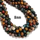Natural Ocean Jasper Smooth Round Beads Size 4mm 5mm 6mm 8mm 15.5'' Strand