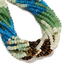 06 Gradient Multi-color Gemstone Smooth Rondelle Beads Size 4x6mm 15.5" Strand