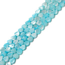 Iridescent Aqua Blue MOP Shell Heart Shape Beads Size 6mm 8mm 10mm 15.5'' Strand