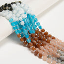 07 Gradient Multi-color Gemstone Faceted Cube Beads Size 6-7mm 15" Strand