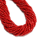 Red Bamboo Coral Faceted Round Beads Size 3mm 4mm 15.5" Strand