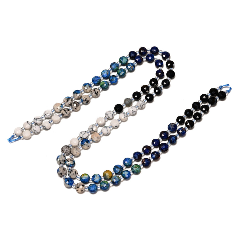03-Gradient Multi-color Gemstone Faceted Coin Beads Size 6mm 15.5" Strand