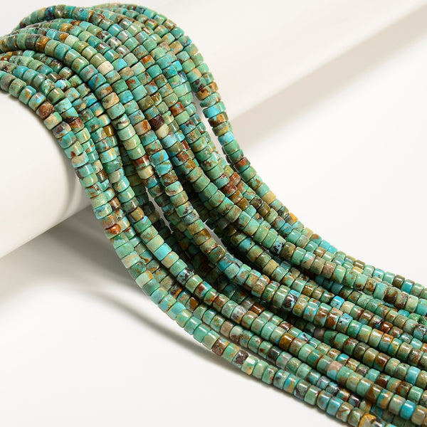Natural Multi-color Turquoise Heishi Disc Beads Size 2.5x4mm 15.5" Strand
