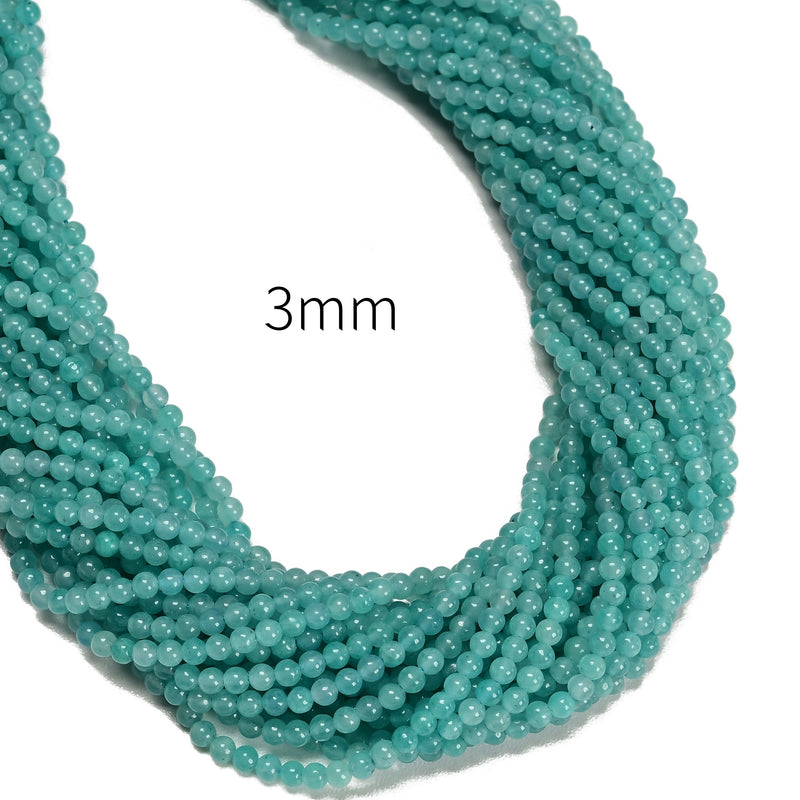 Natural Green Amazonite Smooth Round Beads Size 3mm 4mm 15.5" Strand