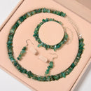 Green Agate Chips Beads Size 5-8mm Jewelry Set Earrings Bracelet Necklace