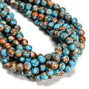 Natural Spiny Oyster Mohave Copper Turquoise Smooth Round Beads 8mm 15.5''Strand