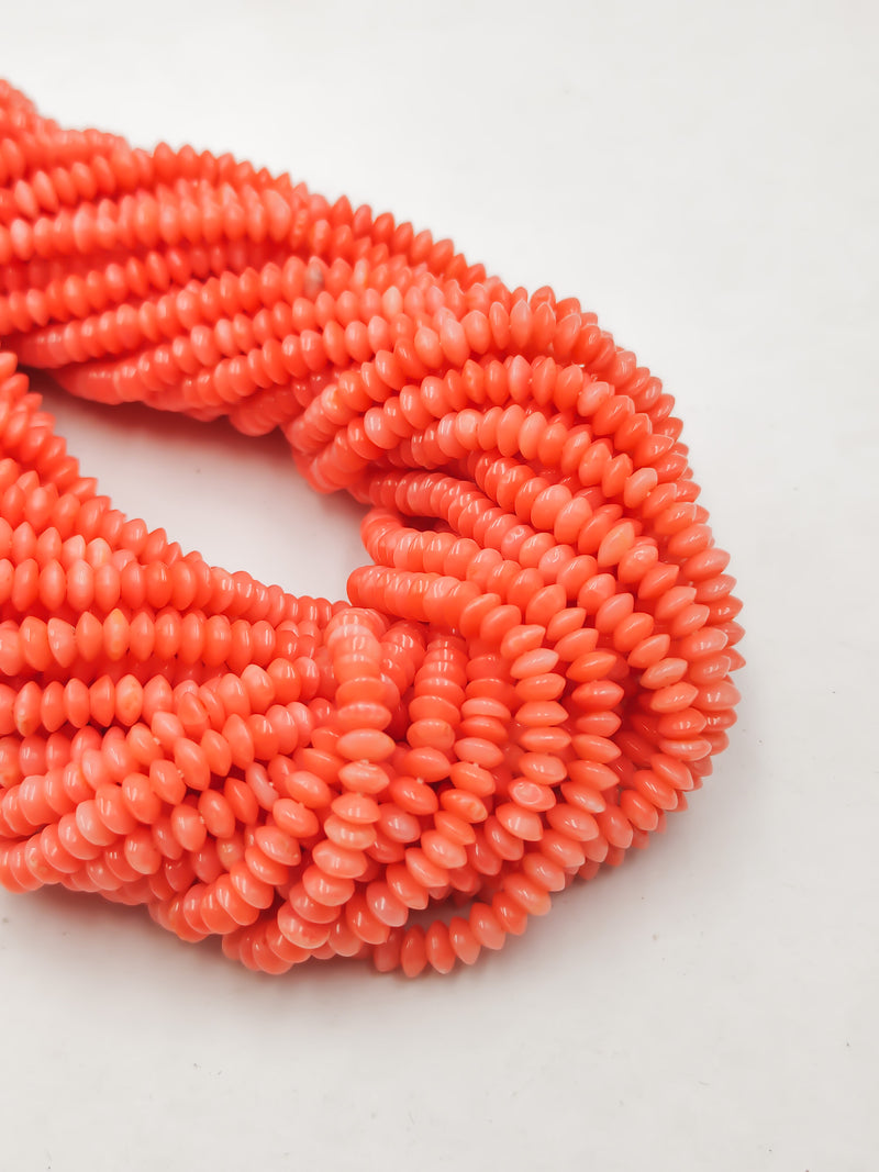 Pink Bamboo Coral Rondelle Disc Beads Size 2x4mm 15.5" Strand